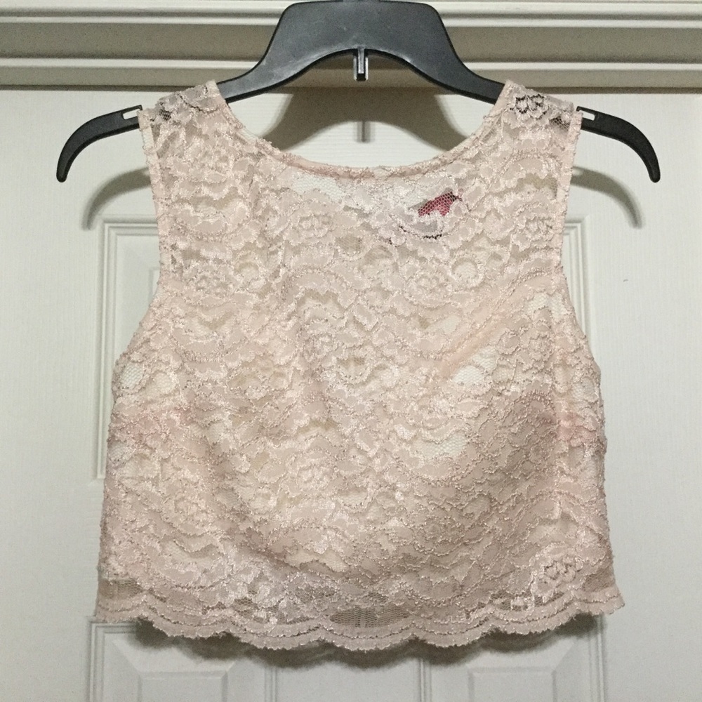 Morgan & Co. pink lace overlay crop top